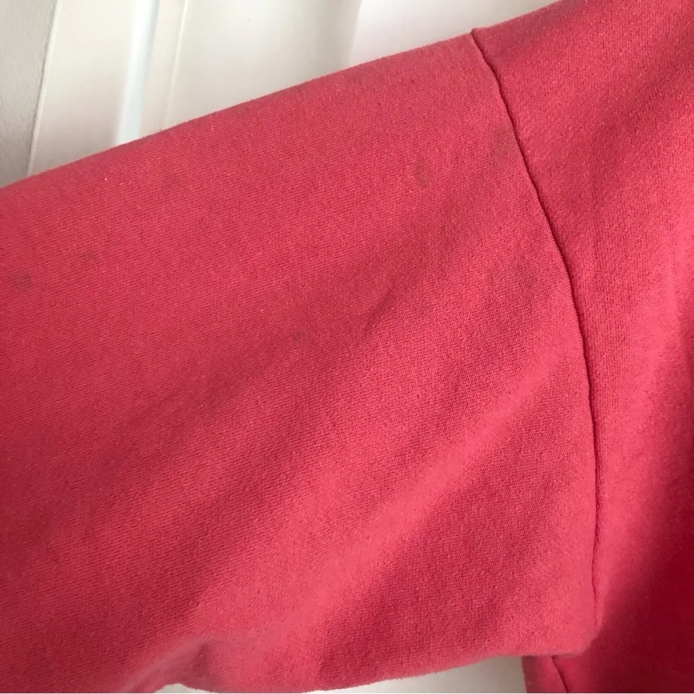 Vintage Reebok coral red sweatshirt puffed logo henley neckline size L 80’s
